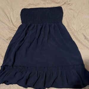 Strapless Black Dress with Ruffle Hem